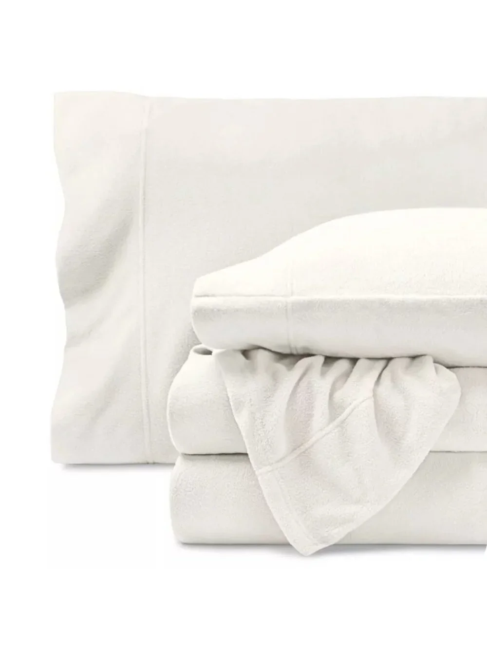 Bare Home King Size Polar Fleece 100% Poly Cream Color 4 Piece Sheet Set NWOT